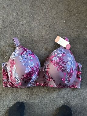 NWTFloral Underwire Full-Coverage Bra in Purple - Cacique 46DDD